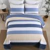 Dinjoy Boho Striped Quilt California King Quilts Sets,Blue/Grey Cal King Bedspread Lightweight Bedding Set Oversized Beds Coverlet for Summer Men All Season - 3 Piece view 2