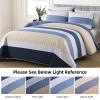 Dinjoy Boho Striped Quilt California King Quilts Sets,Blue/Grey Cal King Bedspread Lightweight Bedding Set Oversized Beds Coverlet for Summer Men All Season - 3 Piece view 3