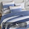 Dinjoy Boho Striped Quilt California King Quilts Sets,Blue/Grey Cal King Bedspread Lightweight Bedding Set Oversized Beds Coverlet for Summer Men All Season - 3 Piece view 4