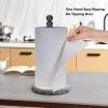 Black Paper Towel Holder Countertop with Heavy Marble Base, Standing Paper Towel Roll Holder for Kitchen Bathroom, with Weighted Base for One-Handed Operation view 3