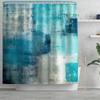 70.8 x 86.6 inch Shower Curtain Blue Grey Abstract Pattern Decorative Polyester Shower Liner Bathroom with 16 Pcs White Hooks, WL-108238 view 2