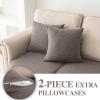 LA MEACK Couch Cushion Covers for Sectional Sofa L Shape Washable Separate Seat Chaise Couch Cover Stretch Sofa Slipcovers with 2 Pcs Pillowcases(3 Seater + 1 Chaise, Taupe) view 3