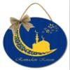 Bidesign Ramadan Kareem Decoration Hanging Ornament Wreath Wooden Welcome Sign For Front Door Porch Blue Gold Moon Sign Islam Ramadan Mubarak Home Wall Decor Eid Mubarak Party Supplies view 1