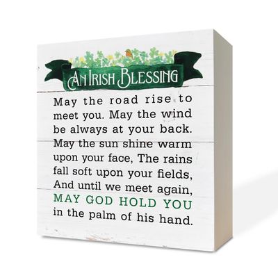 St. Patrick's Day Sign,Wooden Box Sign Desk Decor,Irish Blessing Sign,Irish Table Sign,Farmhouse Decor for Shelf,St Patrick's Day Lucky House Decor,Friendship Gift, 5 x 5 inch