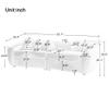 LyuHome 87.7" Modern Curved Sofa, Back Upholstered Couch with 5 Decorative Throw Pillows, Teddy Fabric Couch for Living Room, Office, Apartment Gray view 2