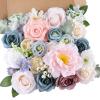 AGIRL Artificial Flowers Combo Silk Pink Roses Fake Flower with Stems for DIY Wedding Bouquets Centerpieces Arrangements Table Chair Decor Baby Shower Home Decor (Blue Pink) view 1