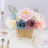 AGIRL Artificial Flowers Combo Silk Pink Roses Fake Flower with Stems for DIY Wedding Bouquets Centerpieces Arrangements Table Chair Decor Baby Shower Home Decor (Blue Pink) view 2