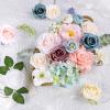 AGIRL Artificial Flowers Combo Silk Pink Roses Fake Flower with Stems for DIY Wedding Bouquets Centerpieces Arrangements Table Chair Decor Baby Shower Home Decor (Blue Pink) view 3