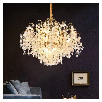 SteFik Light Luxury Tree Branch Glass Lamp French - Money Tree Art Villa Living Room Bedroom Copper Chandelier,Pendant