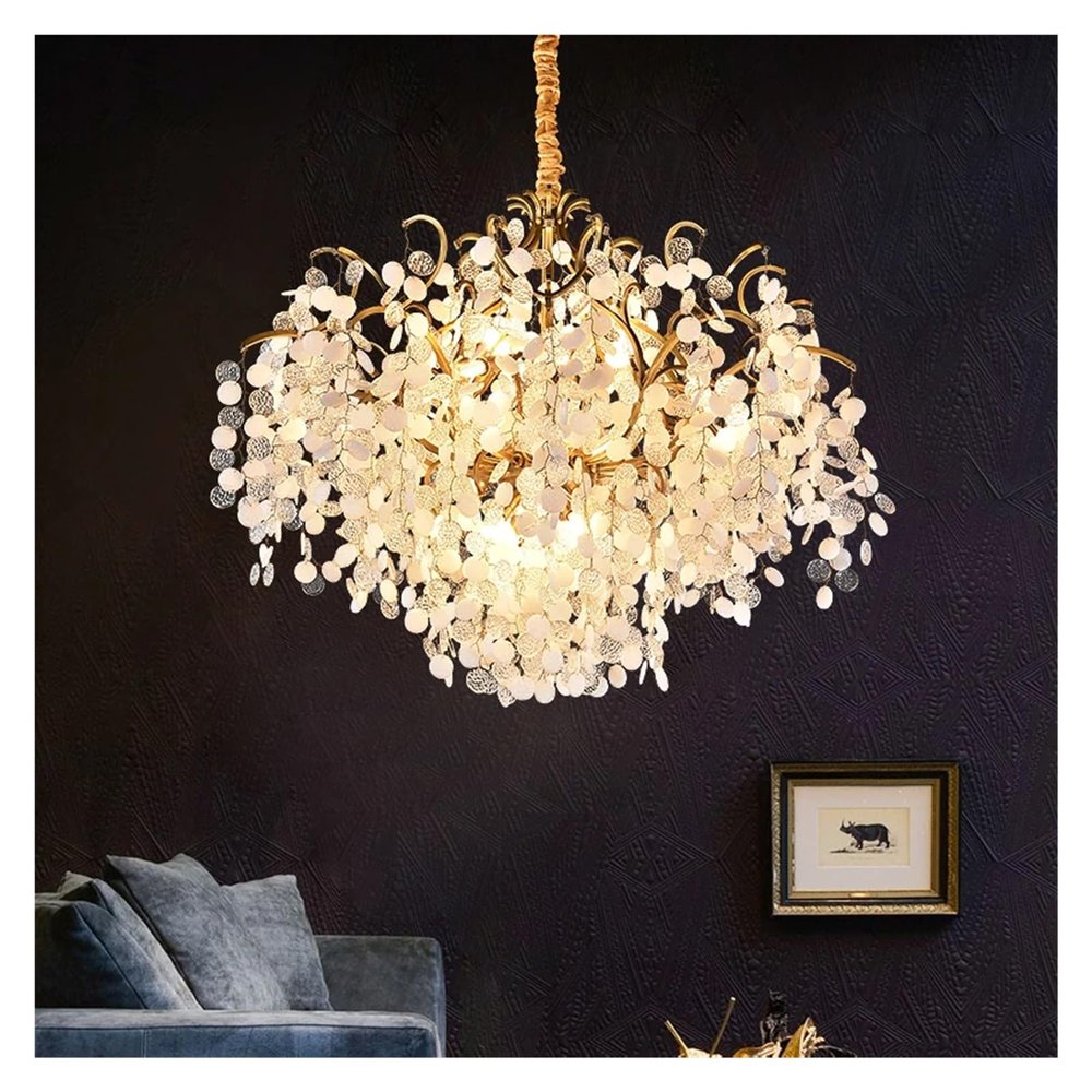 SteFik Light Luxury Tree Branch Glass Lamp French - Money Tree Art Villa Living Room Bedroom Copper Chandelier,Pendant
