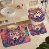 ZGDPBYF Bathroom Rugs Set Ultra Soft 3 Pieces Bath Rugs Non Slip, Wolf Wild Animal Bathroom Mat, Bathroom Set with Toilet Rugs, Psychedelic Space Wolf Bathroom Mats for Bathroom Tub, Shower view 1