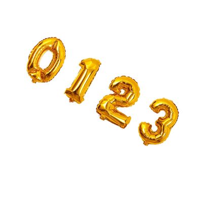 Gold 16 Inch Aluminum Foil Number Balloons 10pcs Party Decorations