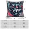 JANENFNA Pack of 2 Throw Pillow Covers 18x18 Inch, Wolf with Headphones Pillow Cushion Cases, Modern Decorative Soft Plush Square Pillowcases for Sofa Bedroom Living Room Car view 3