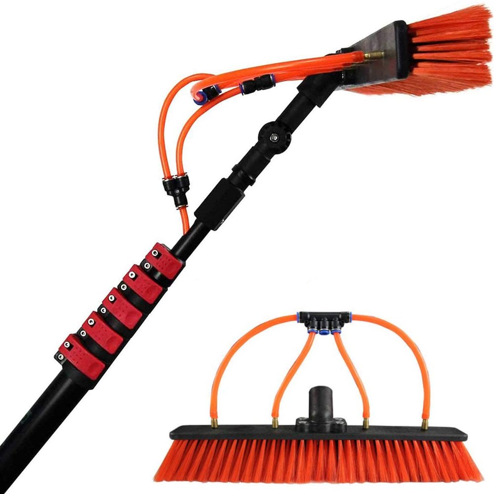 Window Cleaning Brush,Water Fed Telesbrush 3.6-11M Window Cleaning Pole Brush Window and Solar Panel Cleaning System Windows Cleaning & Trucks Water Fed Pole Kit/12Ft/3.6M