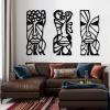 African Masks Wall Decor, African Mask Metal Wall Art, Abstract Metal Wall Art, Surrealism Wall Art, Metal Wall Art, African Wall Art, Metal Wall Decor for Living Room (41"x18" | 105x45.5 cm x3pcs, Black) view 4
