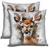 JANENFNA Pack of 2 Throw Pillow Covers 16x16 Inch, Baby Deer Pillow Cushion Cases, Modern Decorative Soft Plush Square Pillowcases for Sofa Bedroom Living Room Car view 1