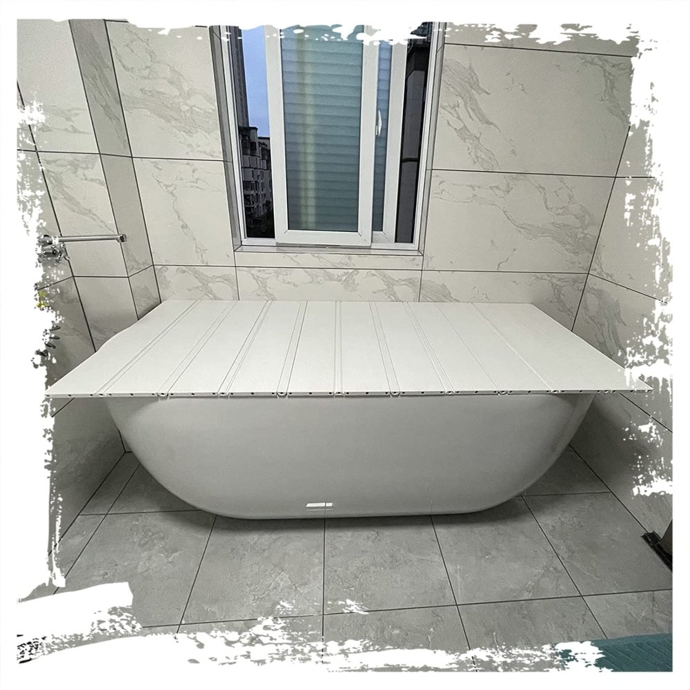 Bathtub Tray Bathtub Tray Bathtub Cover, Thickness 1.2cm PVC Foldable Bathtub Insulation Cover, Dustproof Insulation Board for Home Spa Bath Tray Multifunctional (Color : White, Size : 80x165x1.2cm