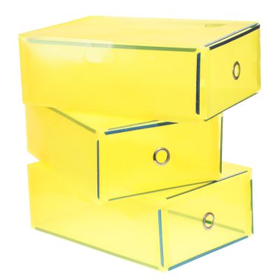 MAGICLULU 5pcs Transparent Plastic Drawer-type Shoe Storage Organizer for Women Yellow Stackable Design for Easy Access and Versatile Use for Shoes and Accessories