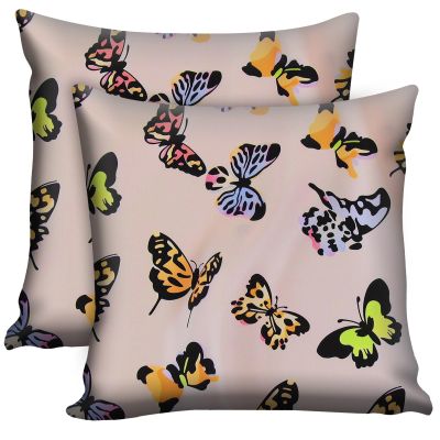 JANENFNA Pack of 2 Throw Pillow Covers 18x18 Inch, Leopard Butterflies Pillow Cushion Cases, Modern Decorative Soft Plush Square Pillowcases for Sofa Bedroom Living Room Car