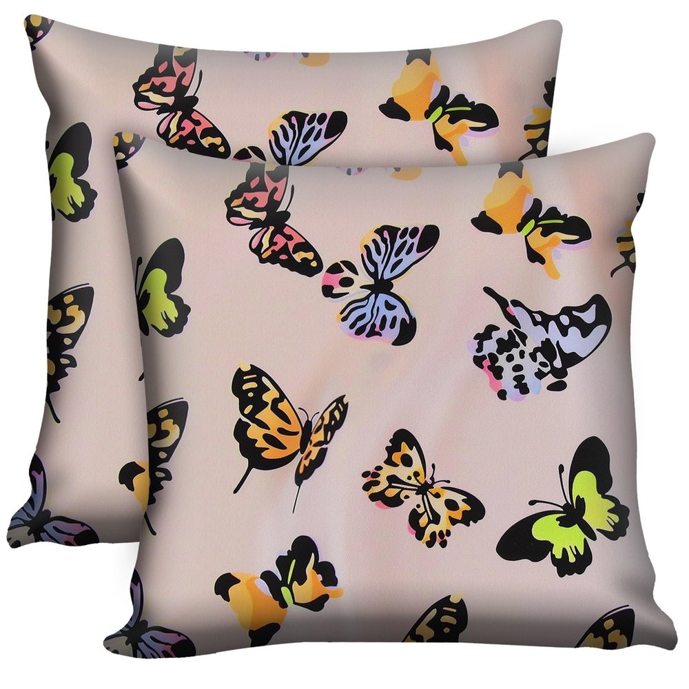 JANENFNA Pack of 2 Throw Pillow Covers 18x18 Inch, Leopard Butterflies Pillow Cushion Cases, Modern Decorative Soft Plush Square Pillowcases for Sofa Bedroom Living Room Car