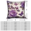 JANENFNA Pack of 2 Throw Pillow Covers 22x22 Inch, Purple Roses Butterflies Pillow Cushion Cases, Modern Decorative Soft Plush Square Pillowcases for Sofa Bedroom Living Room Car view 3