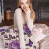 JANENFNA Pack of 2 Throw Pillow Covers 22x22 Inch, Purple Roses Butterflies Pillow Cushion Cases, Modern Decorative Soft Plush Square Pillowcases for Sofa Bedroom Living Room Car view 4