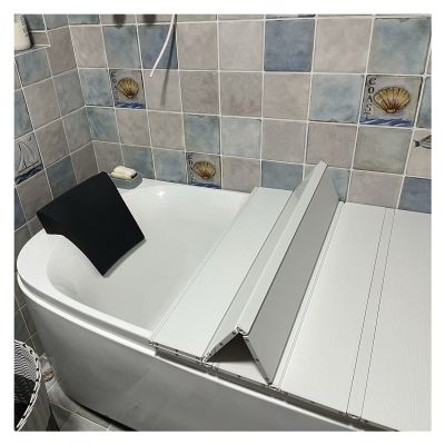Bathtub Tray Bathtub Tray Bathtub Cover, Dust-Proof Insulation PVC Shutter Bath Lid, Bathroom Folding Heat-Resistant Cover for Most Home Bathtubs, Thickened 1.2cm Multifunctional (Color : White, Siz
