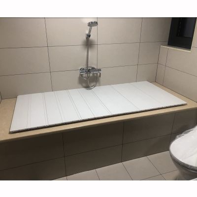 Bathtub Tray Bathtub Tray Bathtub Cover, Thicken Dust-Proof Thermal Insulation Folding Shutter Bath Lid, Bathing Bracket Bathtubs Storage Rack, 19 Sizes Multifunctional (Color : White, Size : 80x165