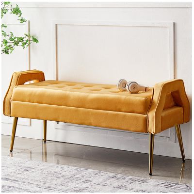 ARMERI 39" Bedroom Bench End of Bed, with Durable Metal Legs, Modern Velvet Vanity Bench Comfortable Cushion Seated Accent Bench, Soft Velvet Indoor Bench for Entryway,Hallway, Vanity,F