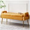ARMERI 39" Bedroom Bench End of Bed, with Durable Metal Legs, Modern Velvet Vanity Bench Comfortable Cushion Seated Accent Bench, Soft Velvet Indoor Bench for Entryway,Hallway, Vanity,F view 1