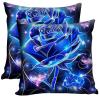 JANENFNA Pack of 2 Throw Pillow Covers 18x18 Inch, Blue Rose Pillow Cushion Cases, Modern Decorative Soft Plush Square Pillowcases for Sofa Bedroom Living Room Car view 1