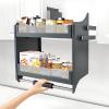 2-Tier Pull Down Kitchen Cabinet Organizer, Heavy Duty Drop Down Shelf Blind Pull-Down Dish and Spice Rack System Inner Space Saving High Cabinet Pull Down Shelf for Kitchen Base Cabinet Organization view 1