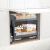2-Tier Pull Down Kitchen Cabinet Organizer, Heavy Duty Drop Down Shelf Blind Pull-Down Dish and Spice Rack System Inner Space Saving High Cabinet Pull Down Shelf for Kitchen Base Cabinet Organization view 4