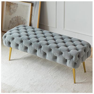 ARMERI Bedroom Bench- Entryway Bench, Modern Velvet Benche Bedroom Benches for Foot of Bed, Upholstered Bench with Golden Legs, Ottoman for Bedroom End of Bed,E,551716in/1404440cm