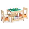 GABHX Kids Table and Chair Set, 4 in 1 Wooden Activity Table with Bookshelves and Storage Drawer, 2 in 1 Detachable Tabletop Construction Play Table Set for Drawing, Reading, Build Blocks view 1