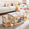 GABHX Kids Table and Chair Set, 4 in 1 Wooden Activity Table with Bookshelves and Storage Drawer, 2 in 1 Detachable Tabletop Construction Play Table Set for Drawing, Reading, Build Blocks view 4