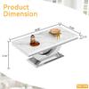 47" Modern Marble Coffee Table Luxury Silver Center Table with Geometric U-Shape Stainless Steel Pedestal Elegant White Marble Coffee Cocktail Table Sofa Table for Living Room view 2