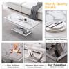 47" Modern Marble Coffee Table Luxury Silver Center Table with Geometric U-Shape Stainless Steel Pedestal Elegant White Marble Coffee Cocktail Table Sofa Table for Living Room view 4