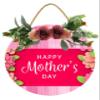 Uptell 11" Round Happy Mother Day Wreaths Sign for Front Door Farmhouse Spring Door Hanger Decor Rustic Wooden Welcome Spring Flower Hanging Door Wall Sign for Spring Seasons Holiday view 1