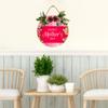 Uptell 11" Round Happy Mother Day Wreaths Sign for Front Door Farmhouse Spring Door Hanger Decor Rustic Wooden Welcome Spring Flower Hanging Door Wall Sign for Spring Seasons Holiday view 2