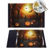 6 PCS Placemats Set Halloween Party Woven Place Mats for Dining Table Heat Resistant Table Mats Non-Slip Place Mats for Kitchen Washable PVC Vinyl Place Mats view 1