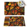 6 PCS Placemats Set Monarch Butterflies Woven Place Mats for Dining Table Heat Resistant Table Mats Non-Slip Place Mats for Kitchen Washable PVC Vinyl Place Mats view 1