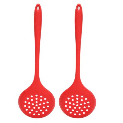 2Pcs Silicone Slotted Spoon, Slotted Spoons for Cooking Kitchen Ladle Strainer Set Multifunction High Temperature Food Ladle Strainer Spoons for Mixing, Serving, Scraping