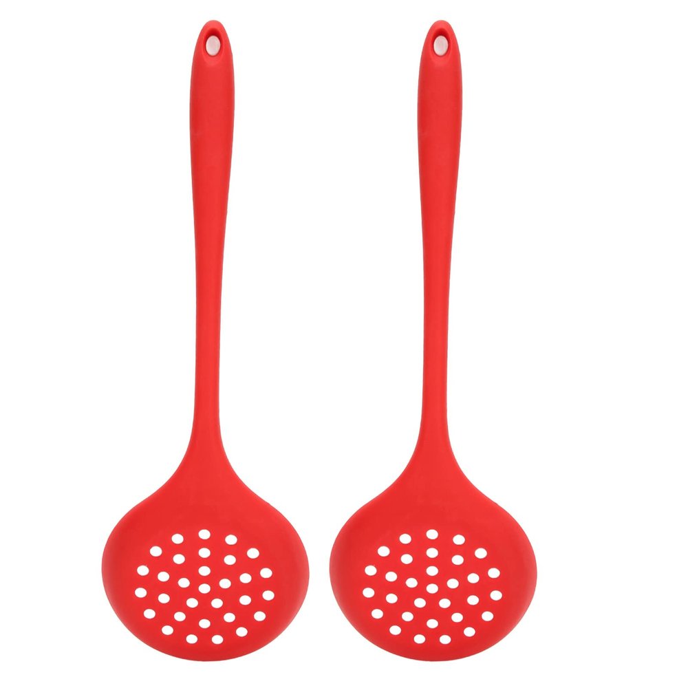 2Pcs Silicone Slotted Spoon, Slotted Spoons for Cooking Kitchen Ladle Strainer Set Multifunction High Temperature Food Ladle Strainer Spoons for Mixing, Serving, Scraping