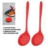 2Pcs Silicone Slotted Spoon, Slotted Spoons for Cooking Kitchen Ladle Strainer Set Multifunction High Temperature Food Ladle Strainer Spoons for Mixing, Serving, Scraping view 3