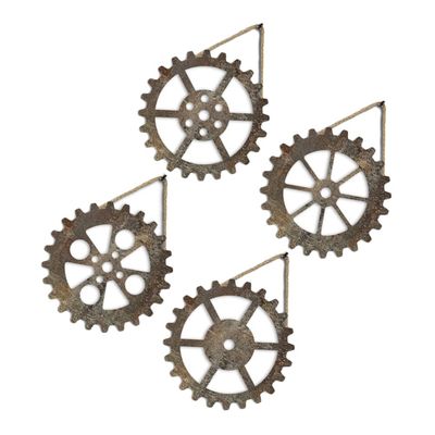 BESPORTBLE 4pcs Vintage Gear Wall Decor Retro Industrial Wall Art for Home Office and Shop Unique Wooden Crafts for Rustic Farmhouse Aesthetic