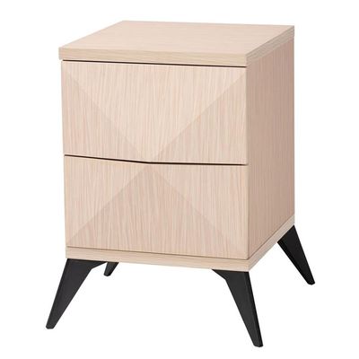 Baxton Studio Draper Two-Tone Light Brown and Black Wood 2-Drawer Nightstand