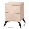 Baxton Studio Draper Two-Tone Light Brown and Black Wood 2-Drawer Nightstand view 3