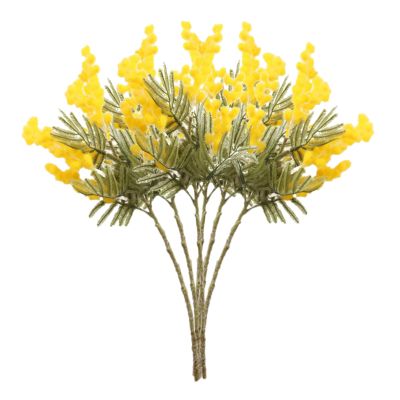 BEIJIALY 6pcs Artificial Acacia Flowers Plants, Artificial Flowers Acacia, 15in Long Stem Mimosa Flowers, Faux Fake Plants Stem, Spring Floral Stems Wedding Party Event Decor(Yellow)