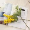BEIJIALY 6pcs Artificial Acacia Flowers Plants, Artificial Flowers Acacia, 15in Long Stem Mimosa Flowers, Faux Fake Plants Stem, Spring Floral Stems Wedding Party Event Decor(Yellow) view 3